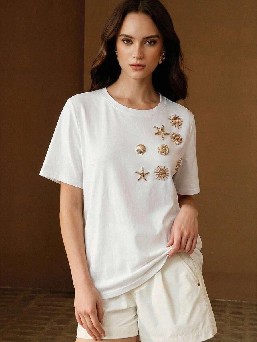 biały t-shirt zdobienie
