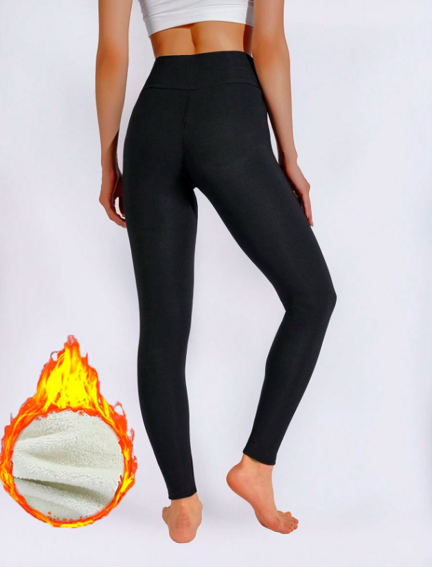 CZARNE OCIEPLANE LEGGINSY 