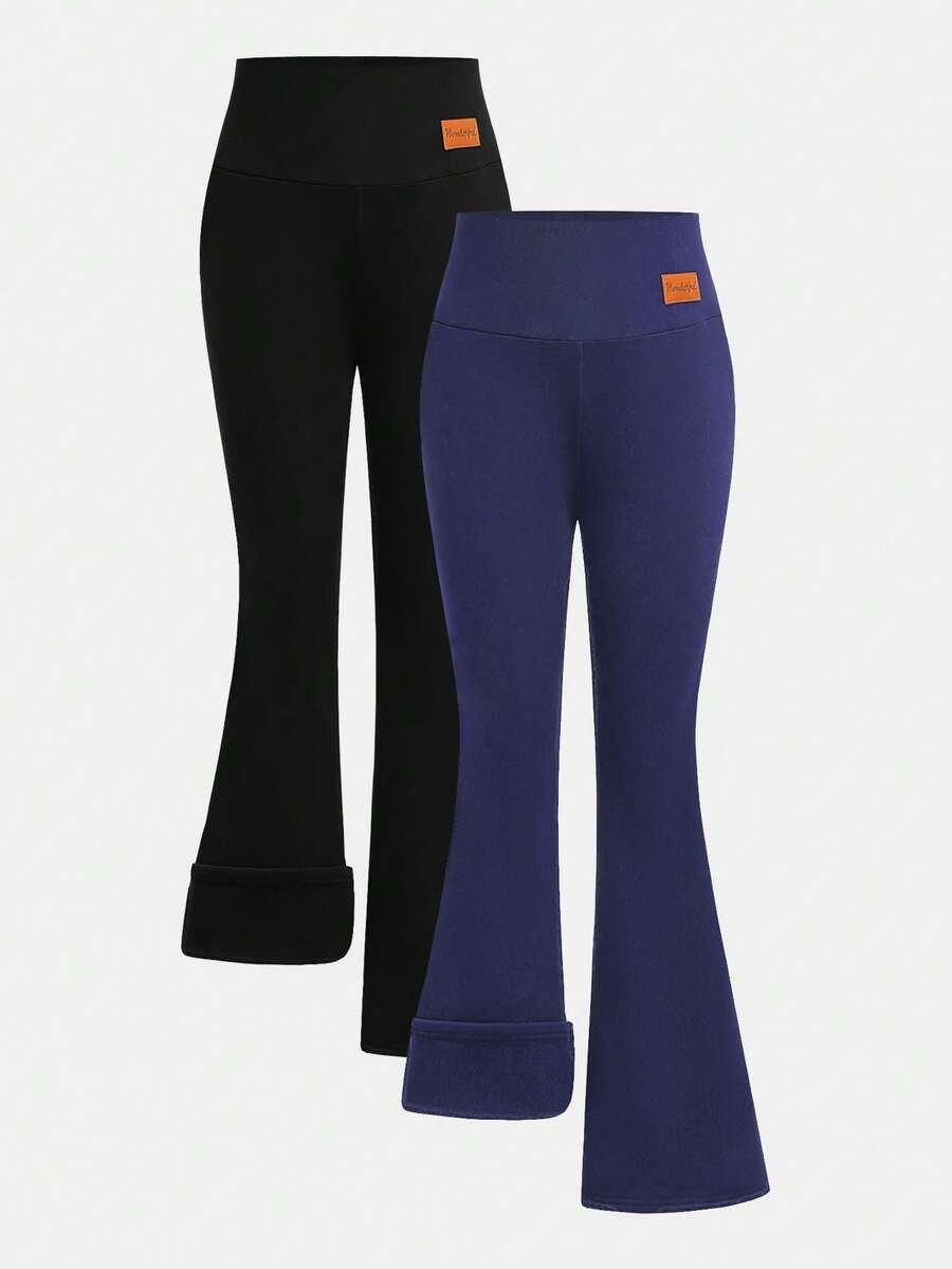 ocieplane legginsy dzwony 2 pack