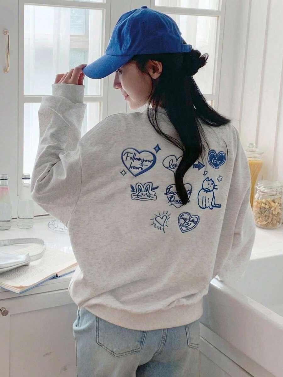 SZARA BLUZA NADRUK