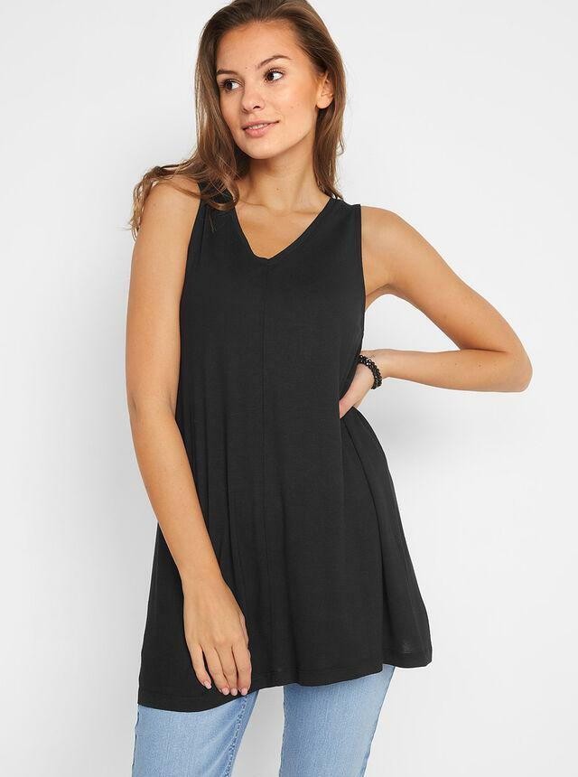 CZARNY TOP V-NECK