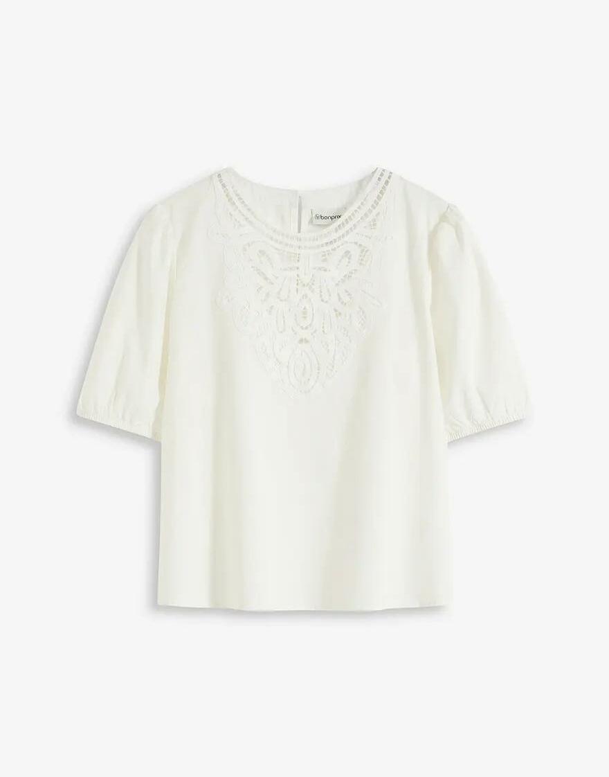 BAWEŁNIANA PLUS SIZE LUŹNA BLUZKA Z OKRĄGŁYM DEKOLTEM