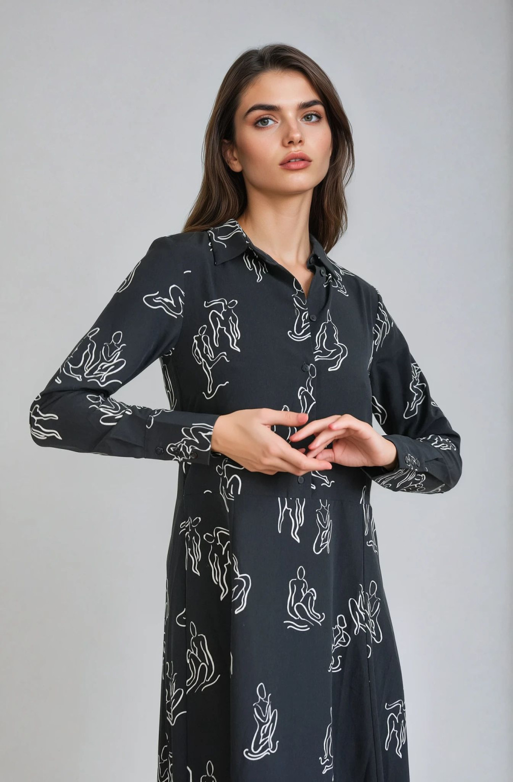 koszulowa midi sukienka print