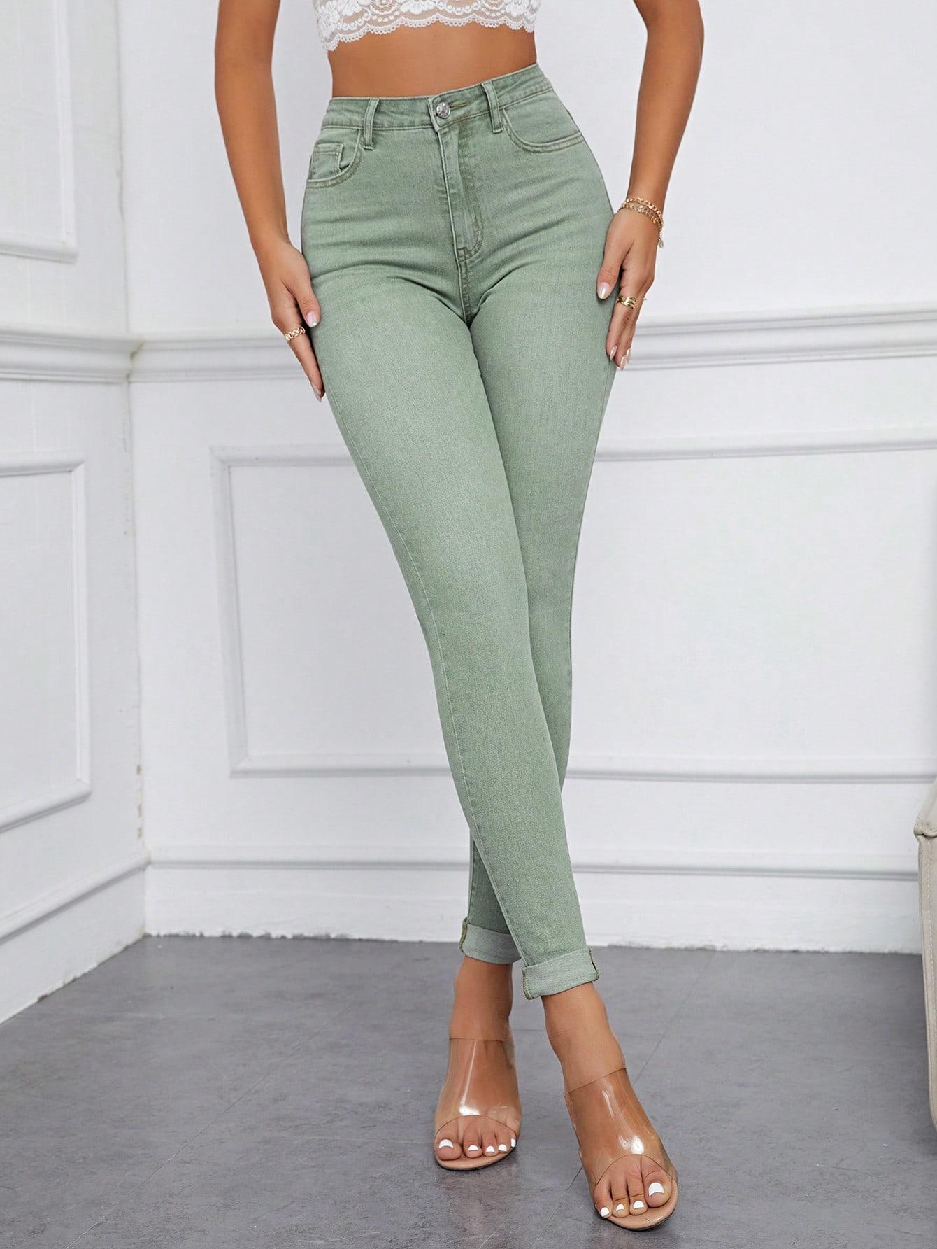 ZIELONE SPODNIE JEANS