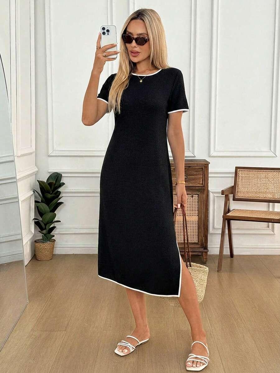 CZARNA SUKIENKA KRÓTKI RĘKAW