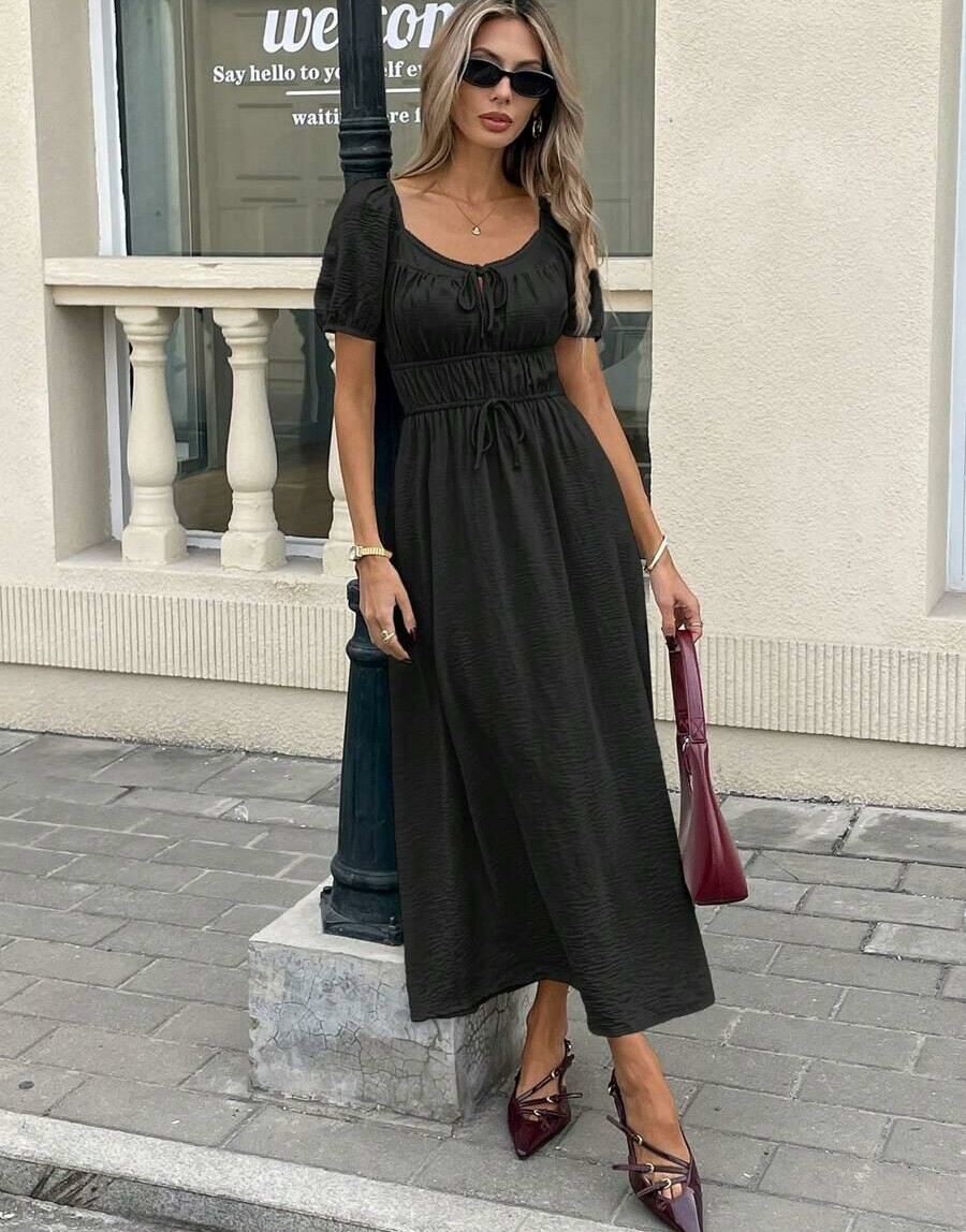 CZARNA MIDI SUKIENKA