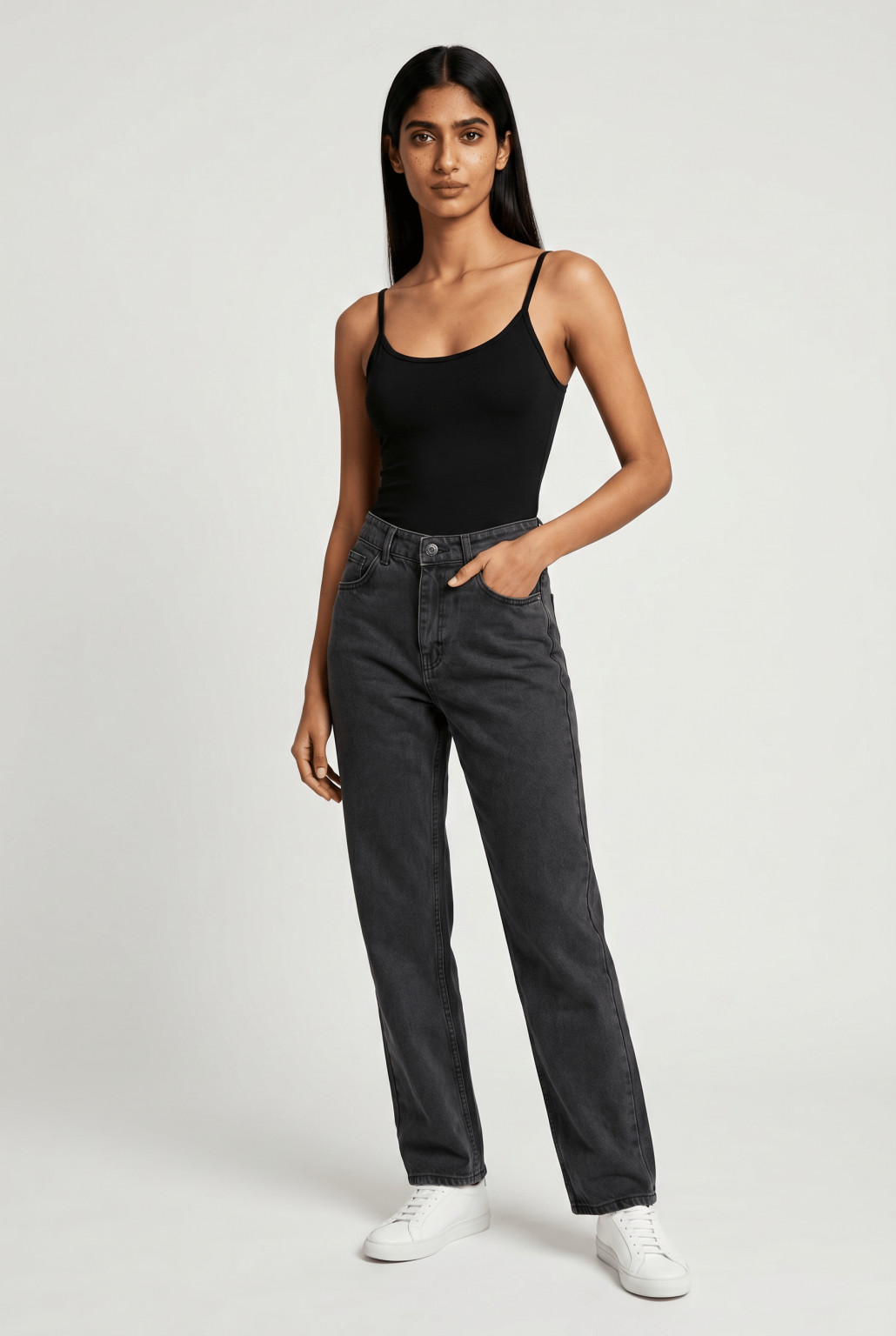 CZARNE SPODNIE JEANS 