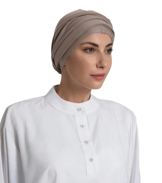beżowy HIDŻAB TURBAN