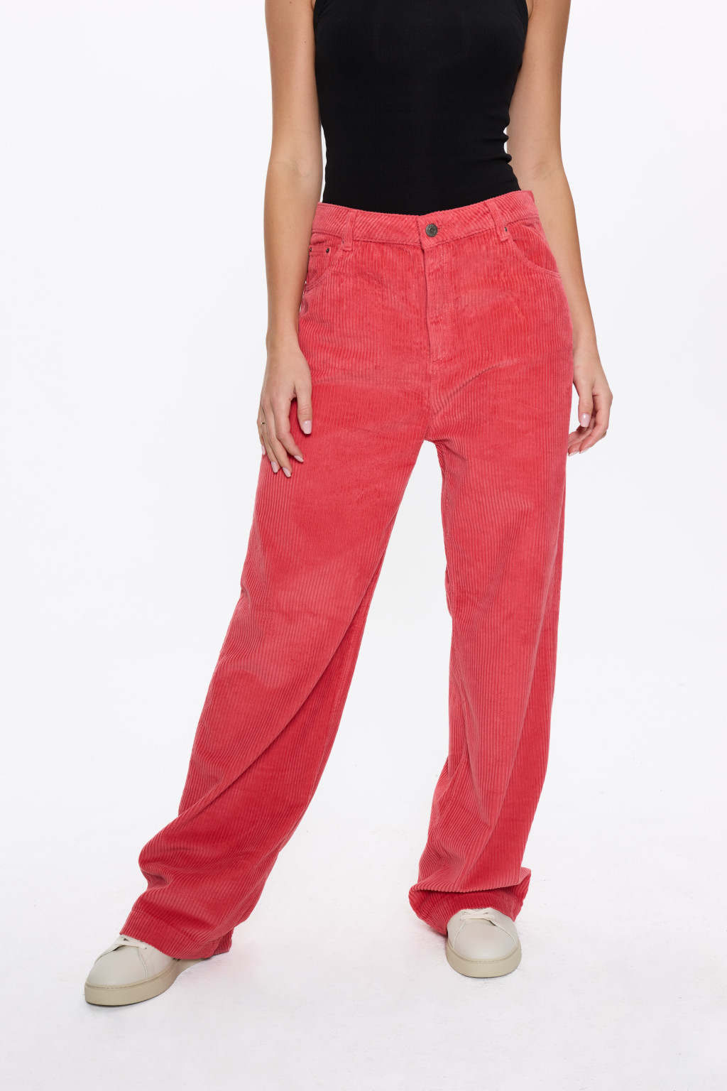 CZERWONE SPODNIE SZTRUKS CASUAL 1550092-13024
