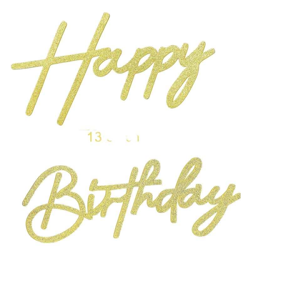 złoty napis na ściankę happy birthday
