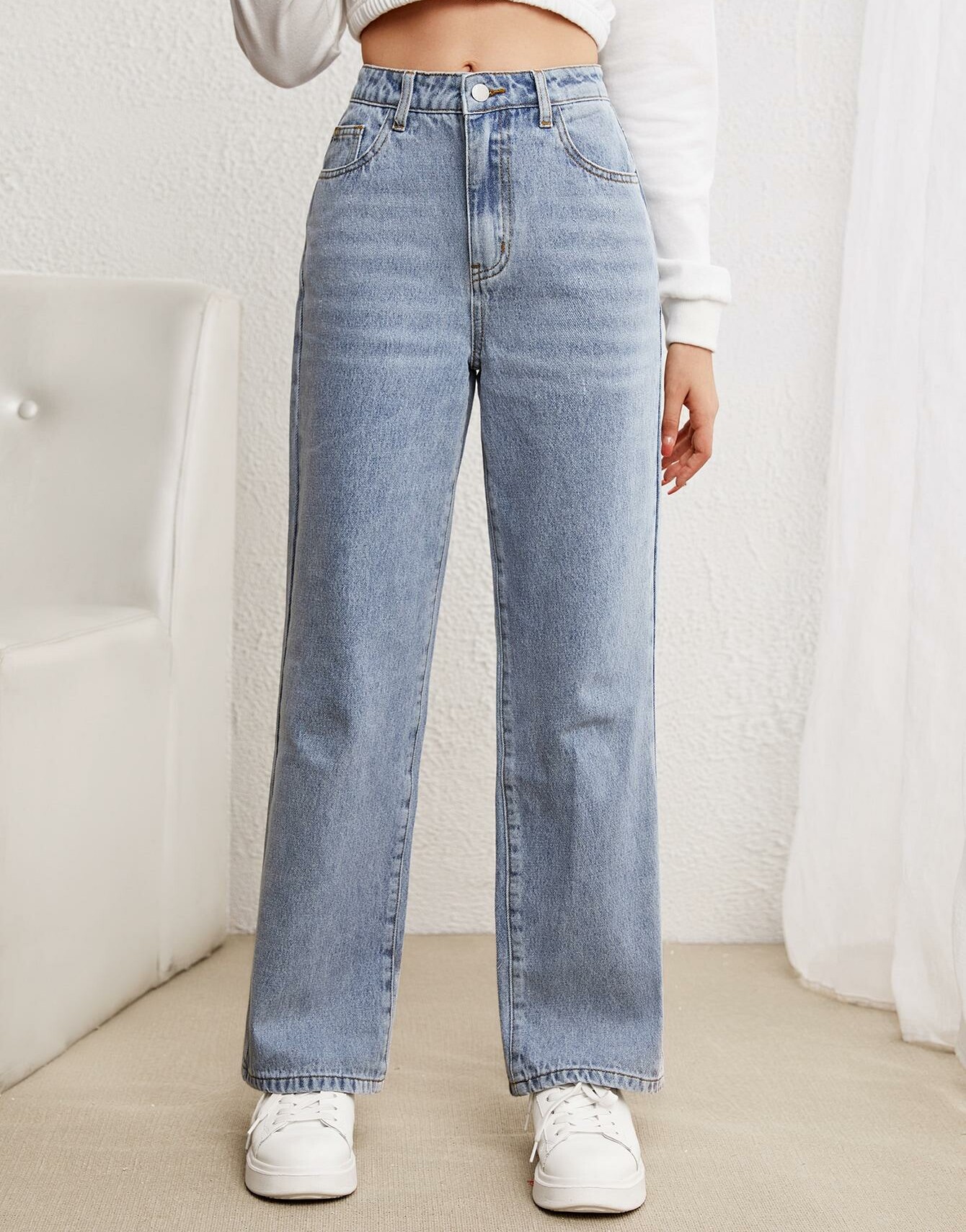 PROSTE SPODNIE JEANS WYSOKI STAN
