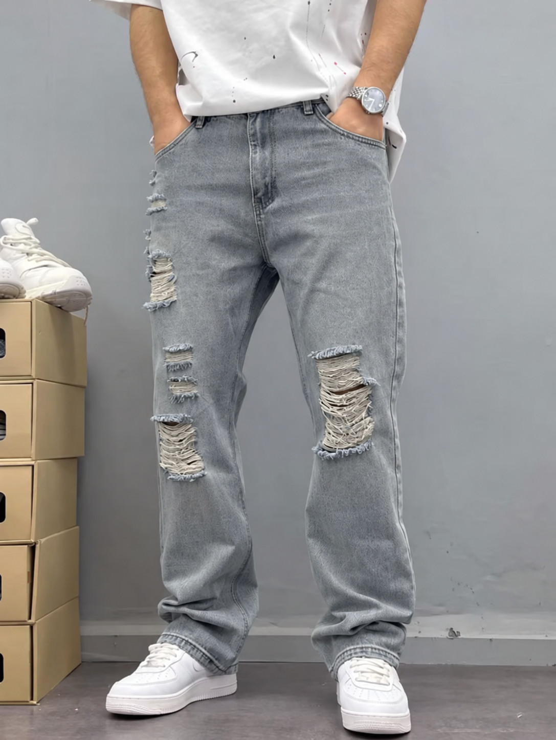 spodnie jeans przetarcia