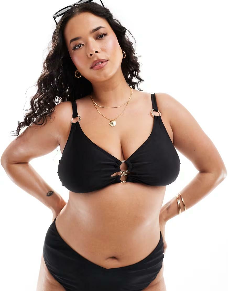 czarna góra od bikini zdobienie 
