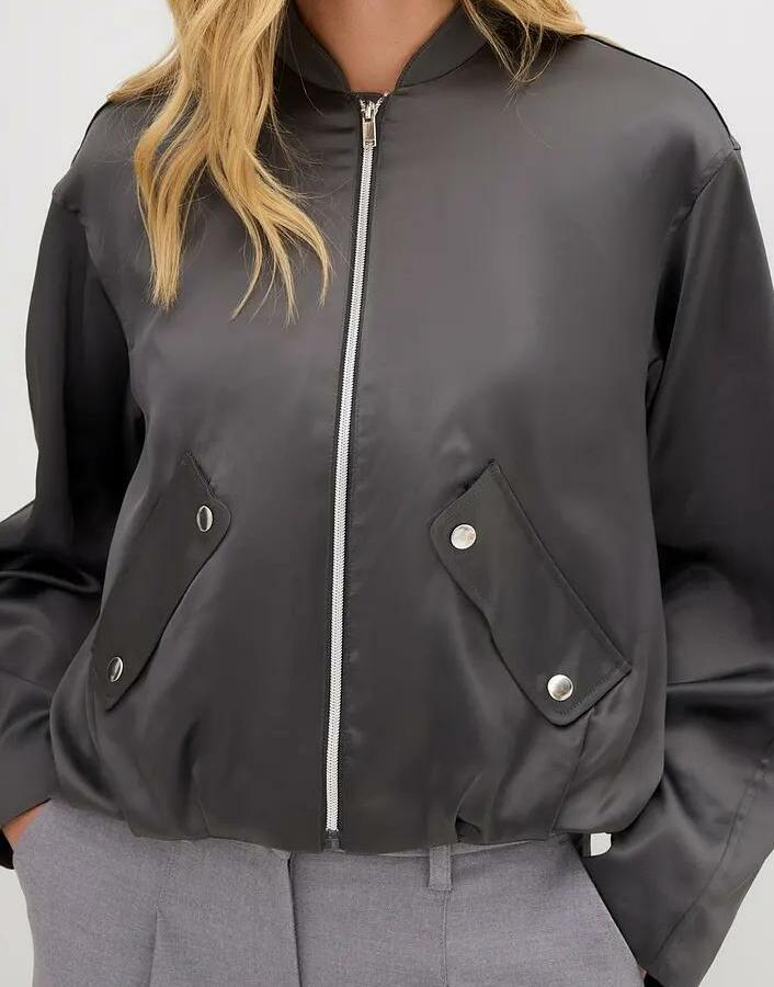 KURTKA DAMSKA PLUS SIZE BOMBER DO PASA DŁUGI RĘKAW