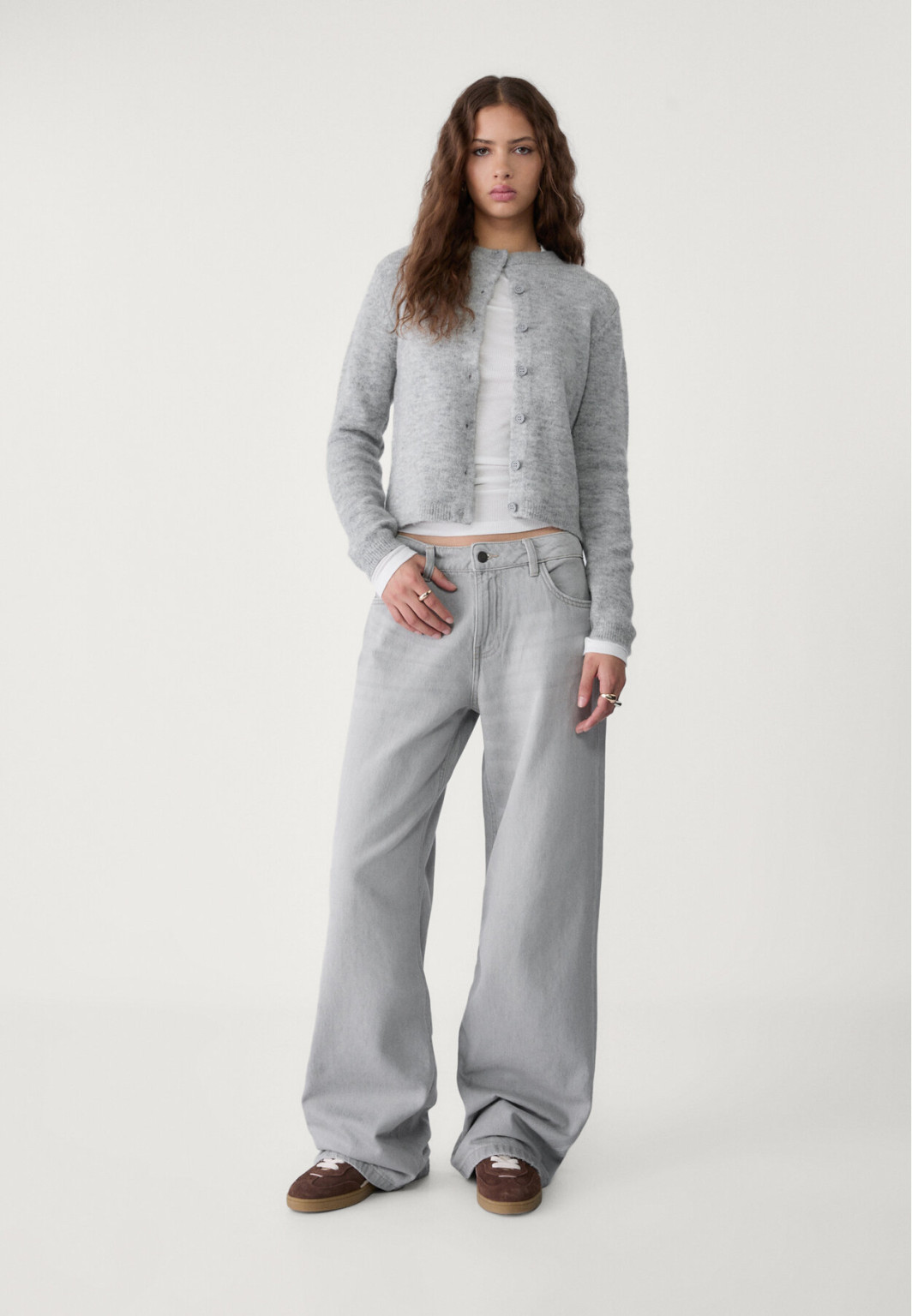 SZARE SZEROKIE SPODNIE JEANS