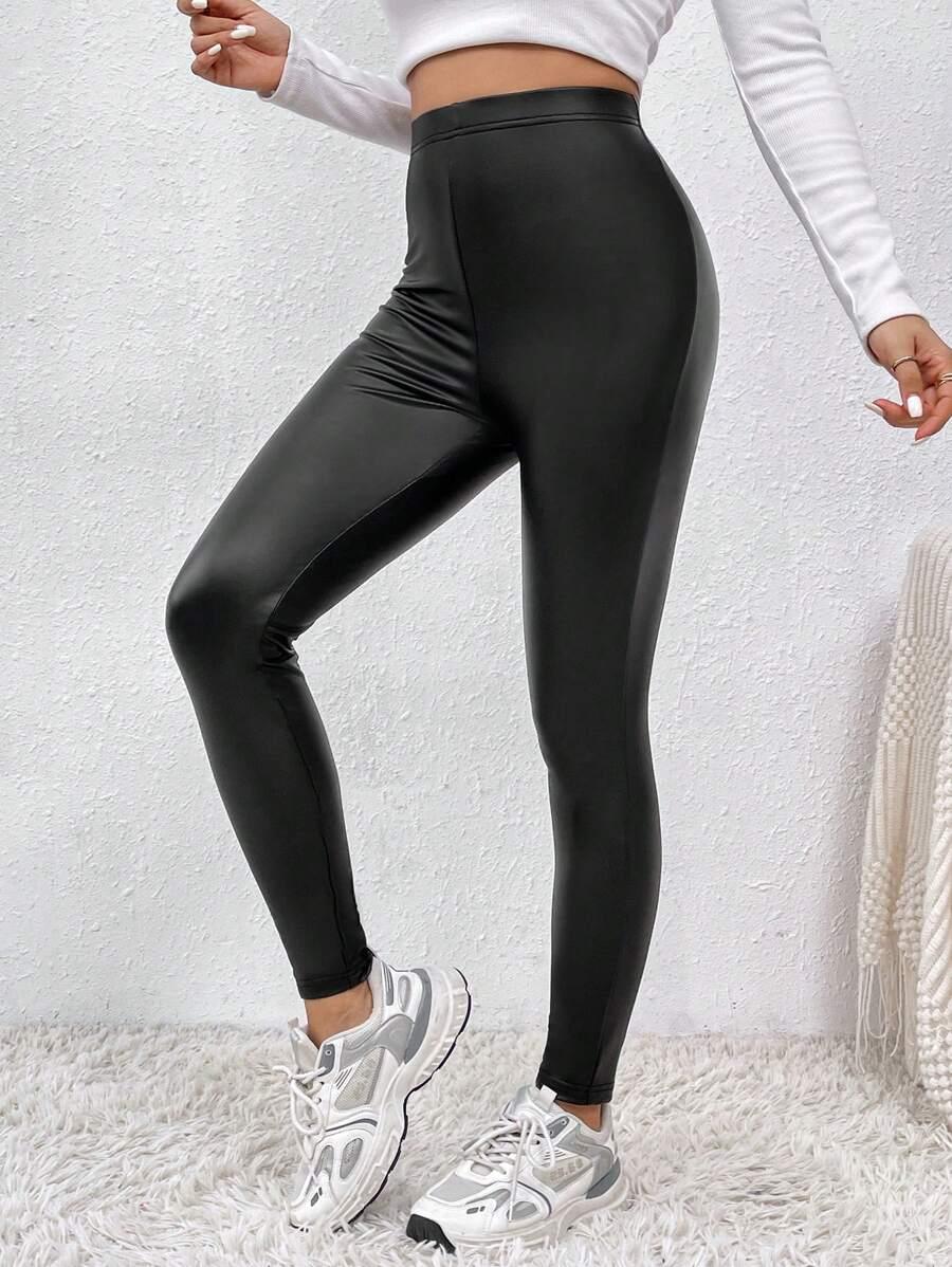 CZARNE LEGGINSY IMITACJA SKÓRY