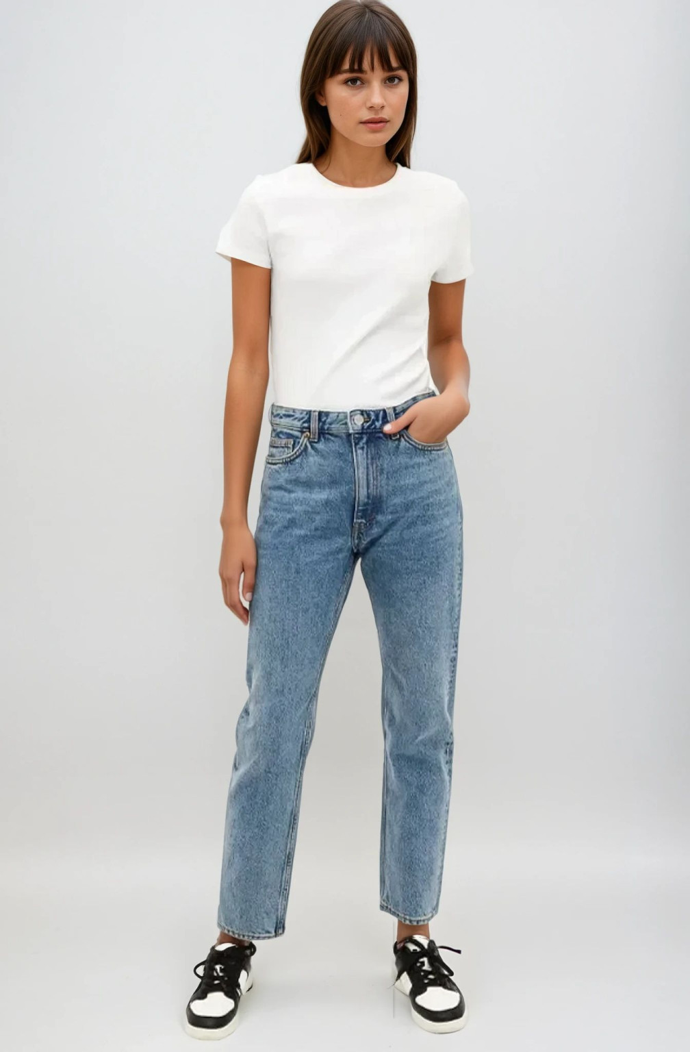 NIEBIESKIE PROSTE SPODNIE JEANS