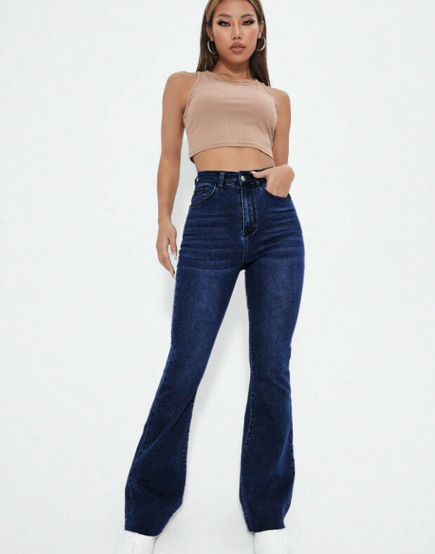 NIEBIESKIE SPODNIE JEANS DZWONY