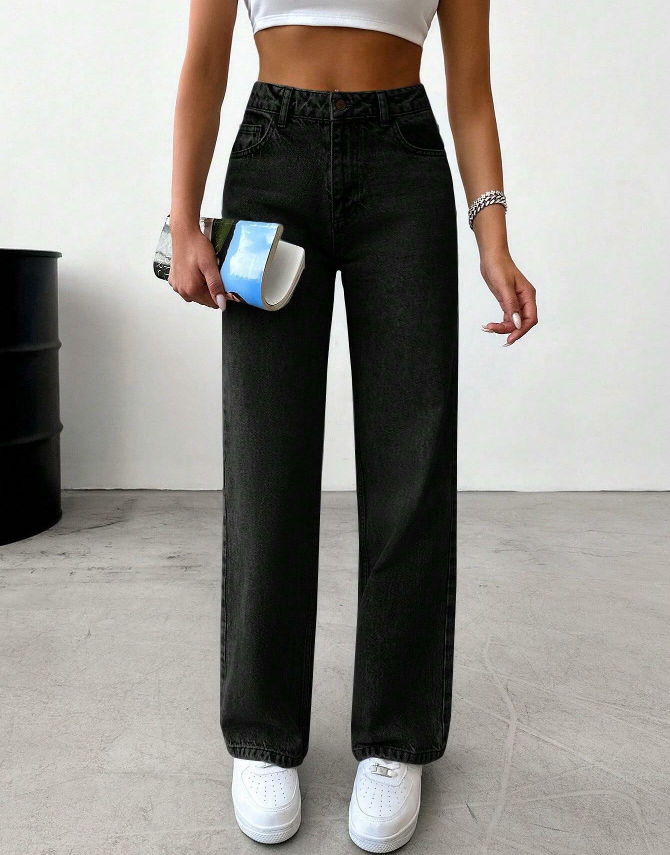 PROSTE SPODNIE JEANS WYSOKI STAN