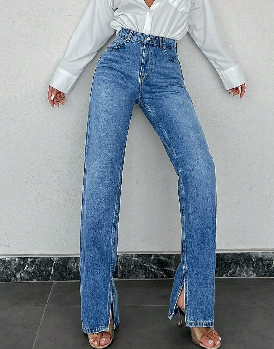 PROSTE SPODNIE JEANS ROZCIĘCIA 