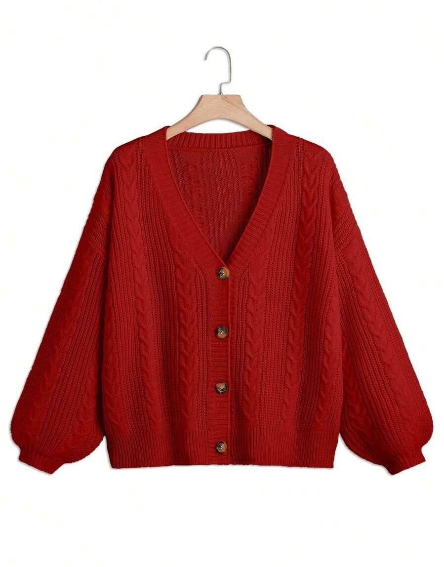 czerwony sweter kardigan guziki