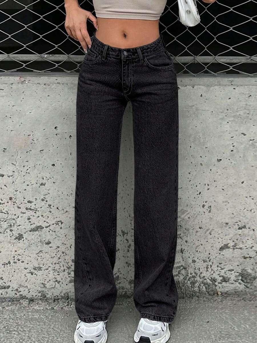 CZARNE SPODNIE JEANS