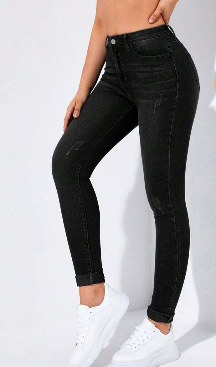 CZARNE SPODNIE JEANS RURKI