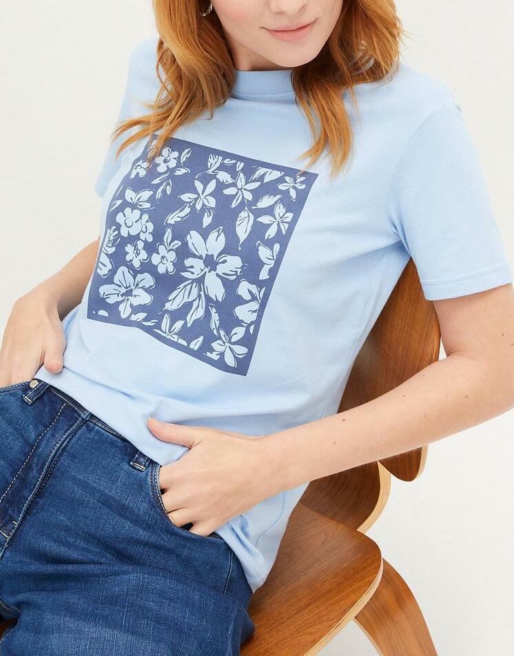BAWEŁNIANY T-SHIRT DAMSKI Z NADRUKIEM 