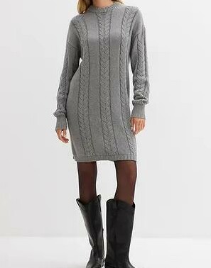 SUKIENKA PLUS SIZE DZIANINOWA Z DŁUGIM RĘKAWEM 