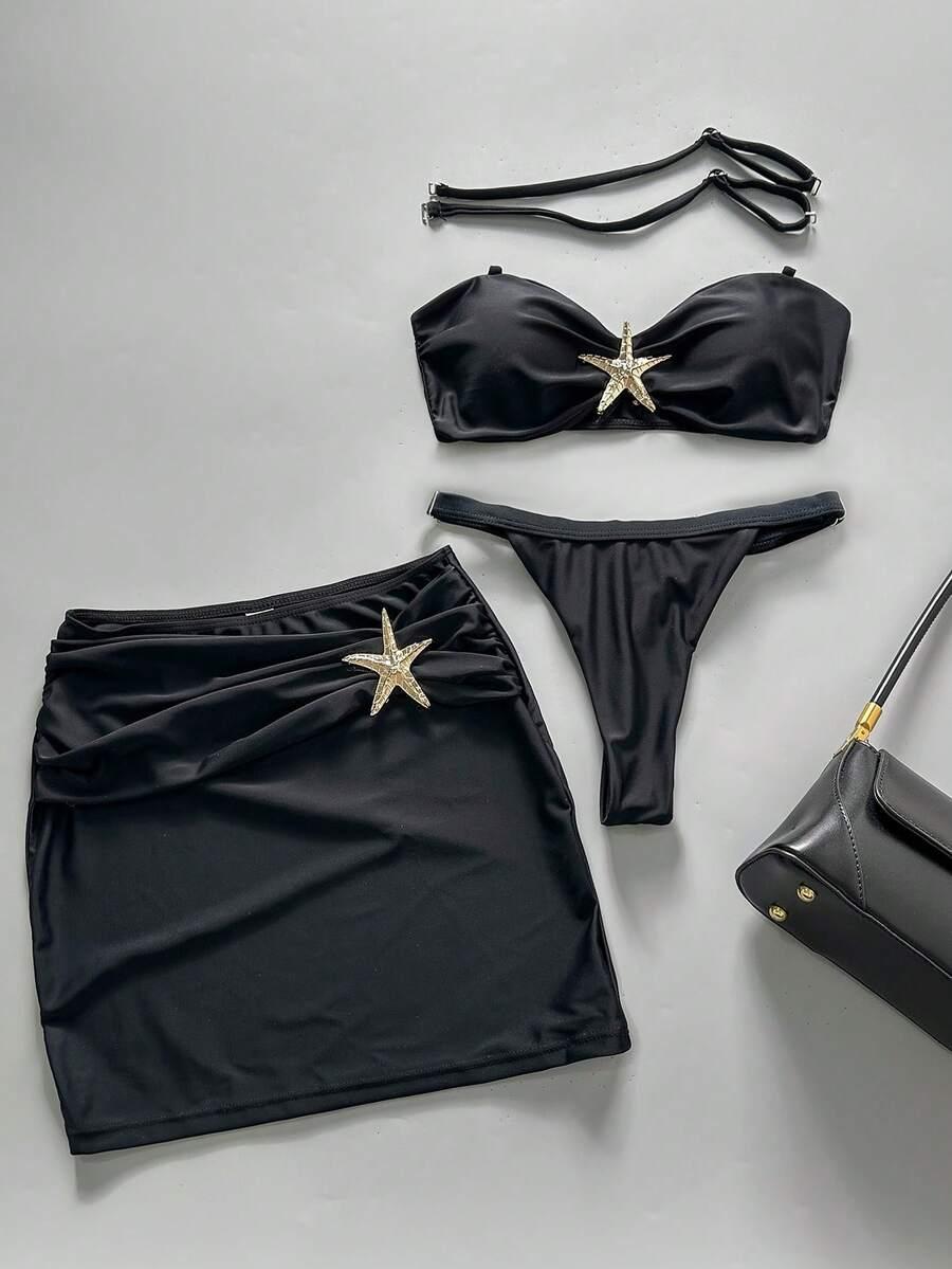 trzyczęściowy komplet bikini spódnica
