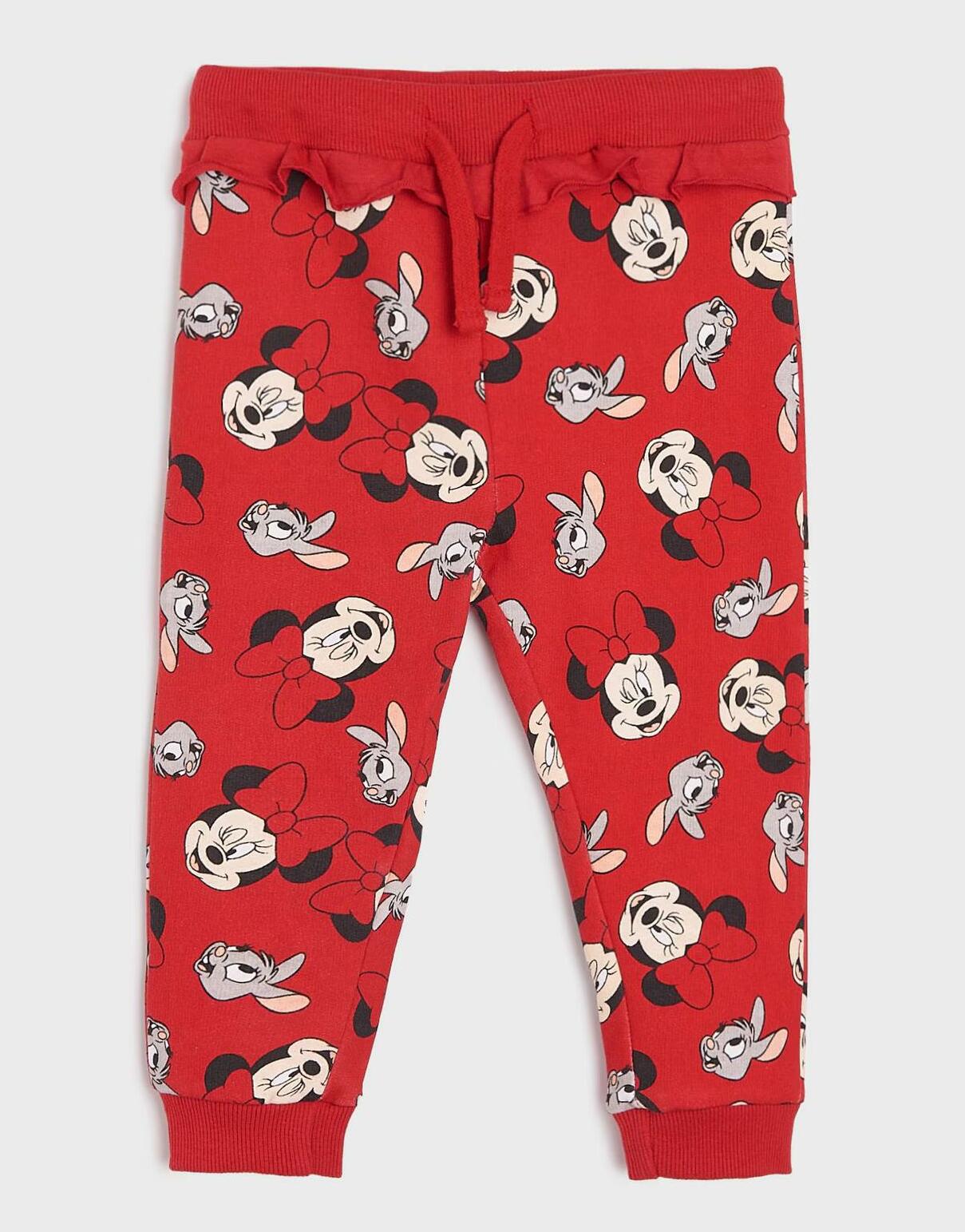 czerwone spodnie print disney