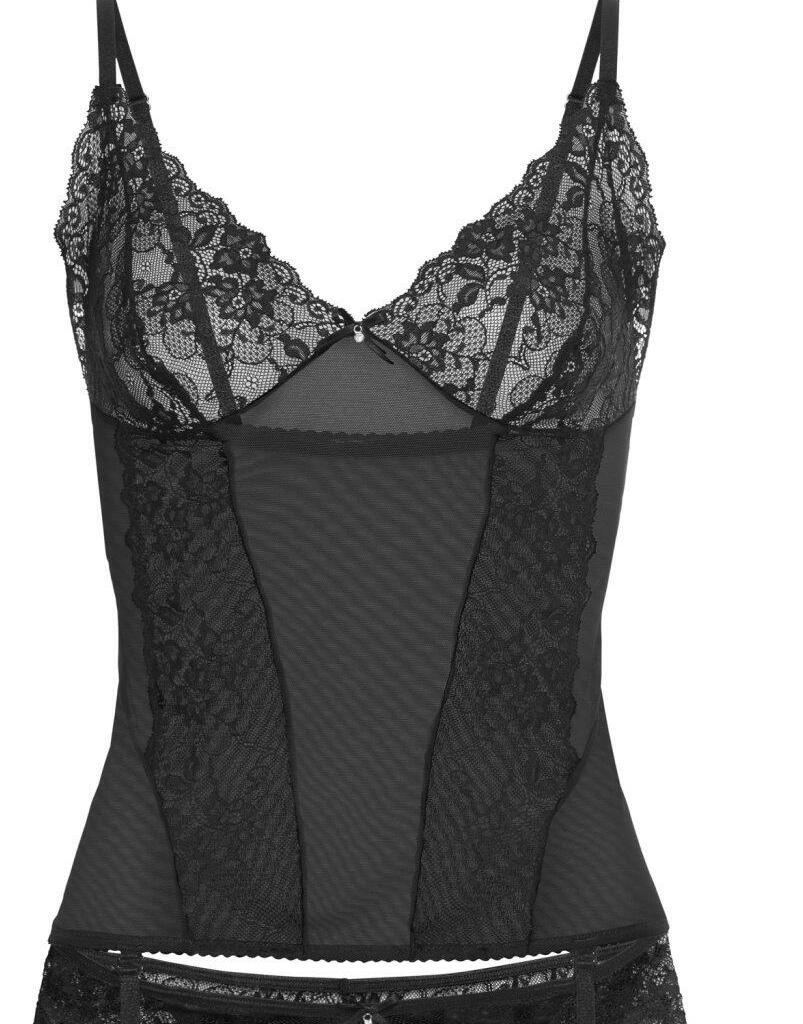 czarny top koronka