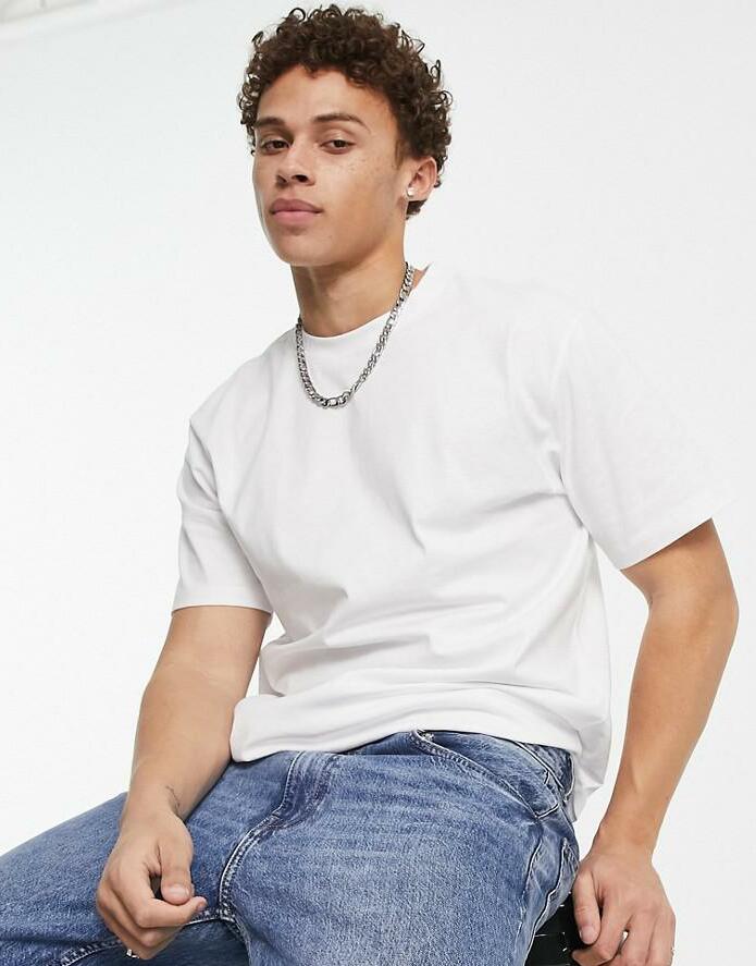 BIAŁY T-SHIRT OVERSIZED OKRĄGŁY DEKOLT