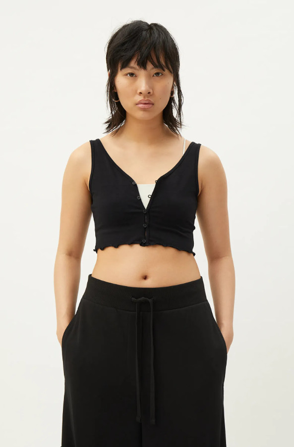 CZARNY CROP TOP GUZIKI