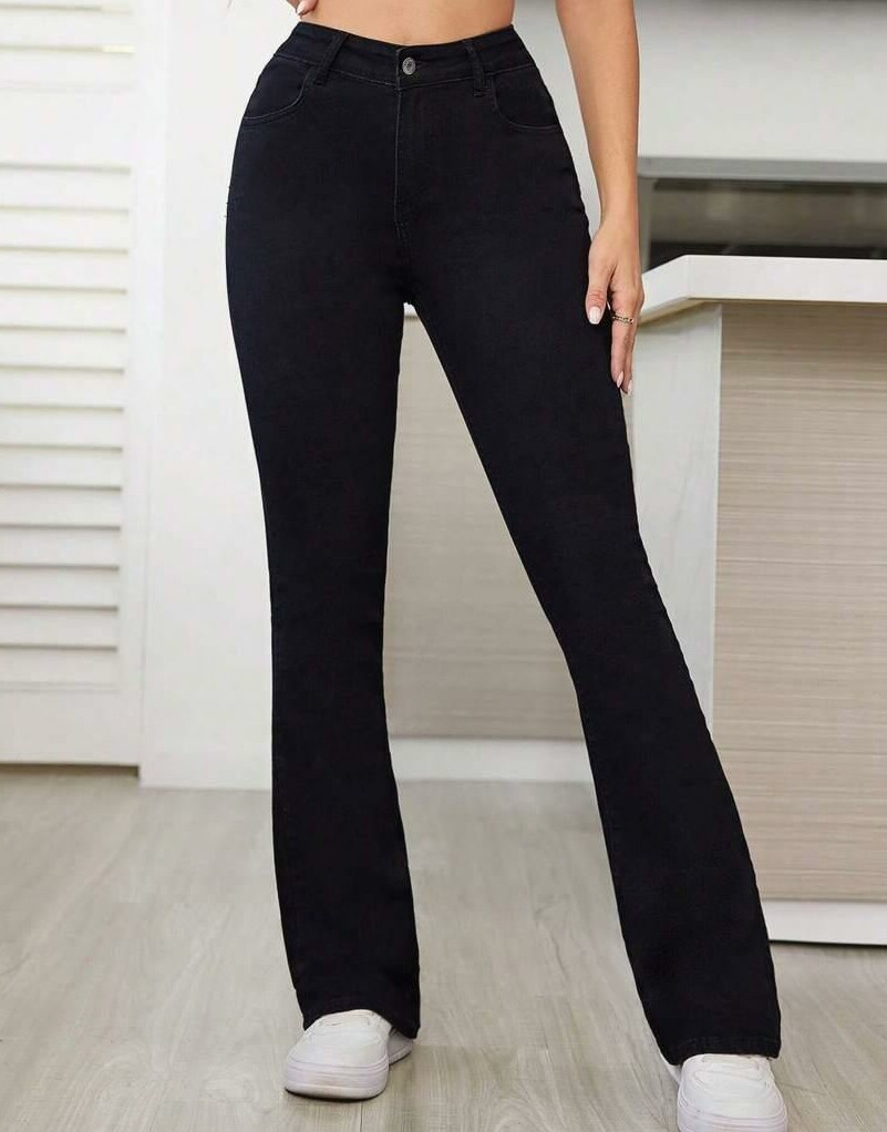 czarne spodnie jeans wysoki stan prosta nogawka