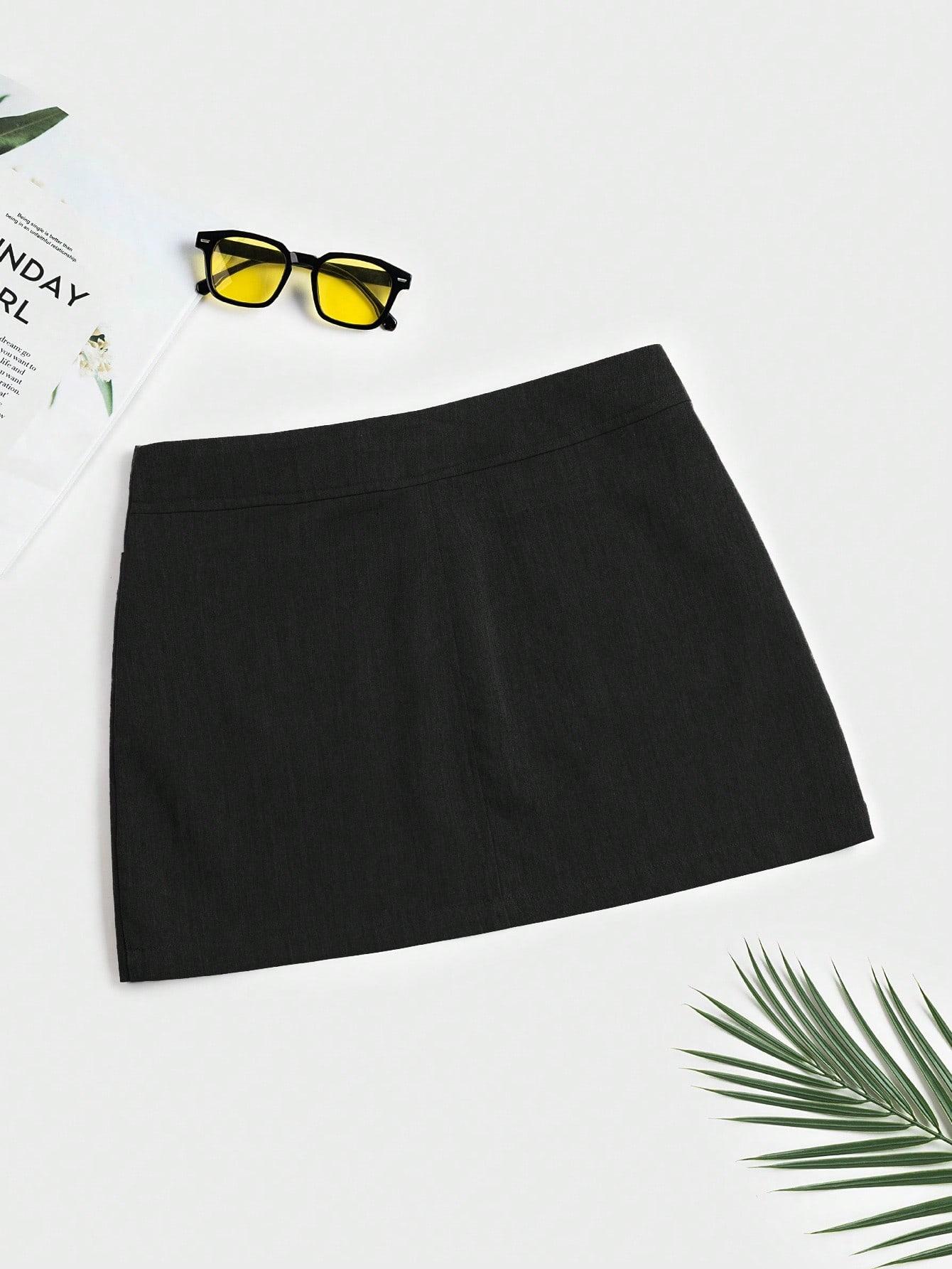 CZARNA MINI SPÓDNICA ZIP