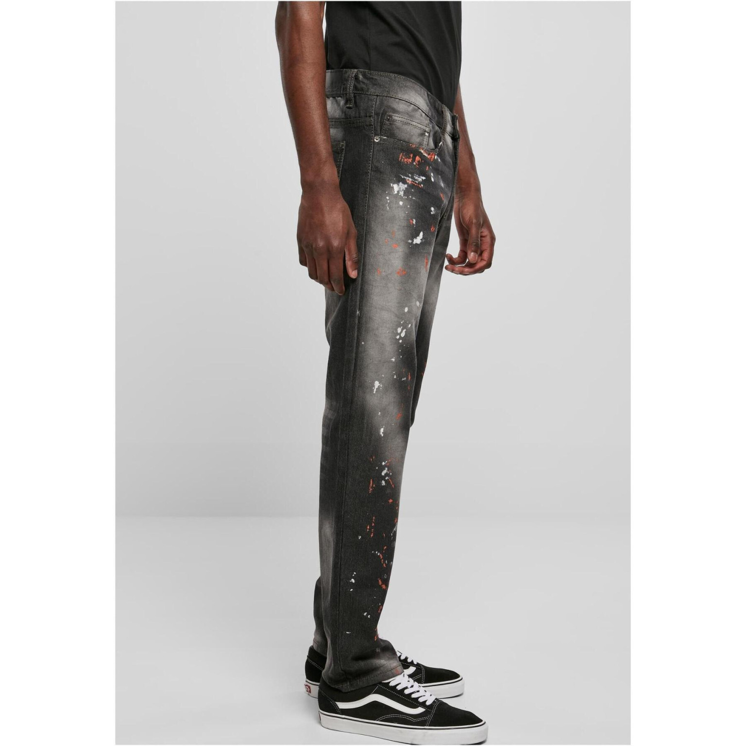 czarne spodnie jeans skinny wzór print