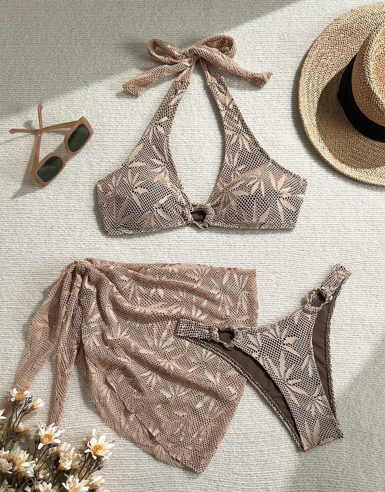 TRZYCZĘŚCIOWY KOMPLET BIKINI PAREO