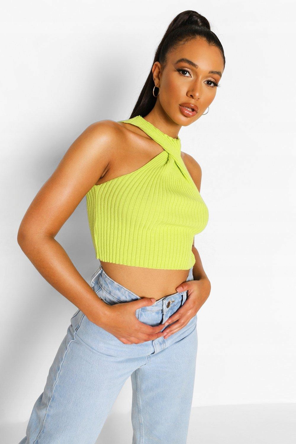 zielony dzianinowy top 