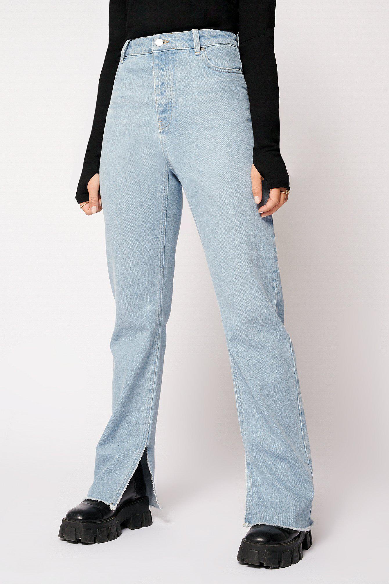 spodnie jeans wysoki stan rozcięcia
