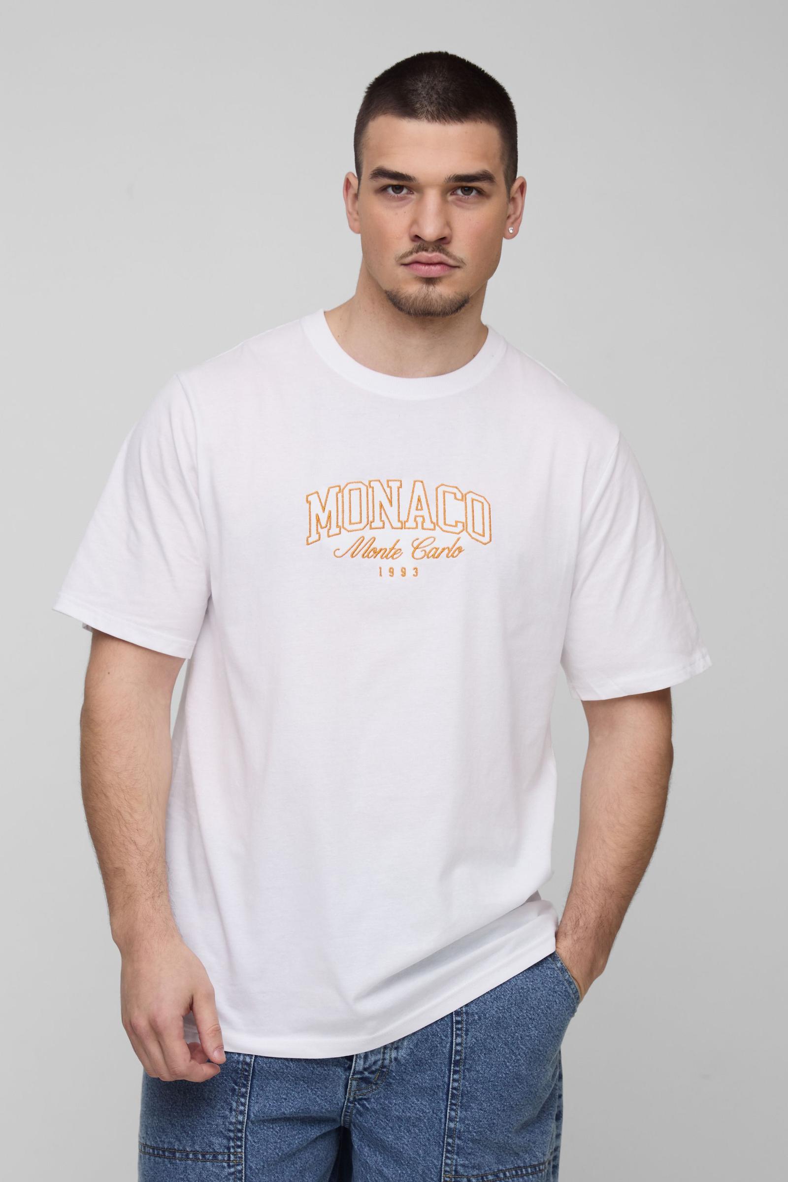 biały t-shirt okrągły dekolt haft 