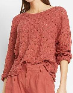 SWETER AŻUROWY Z DOMIESZKĄ LNU