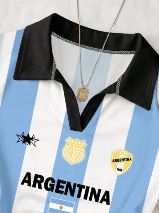 top kołnierzyk kontrast marszczenia argentina team