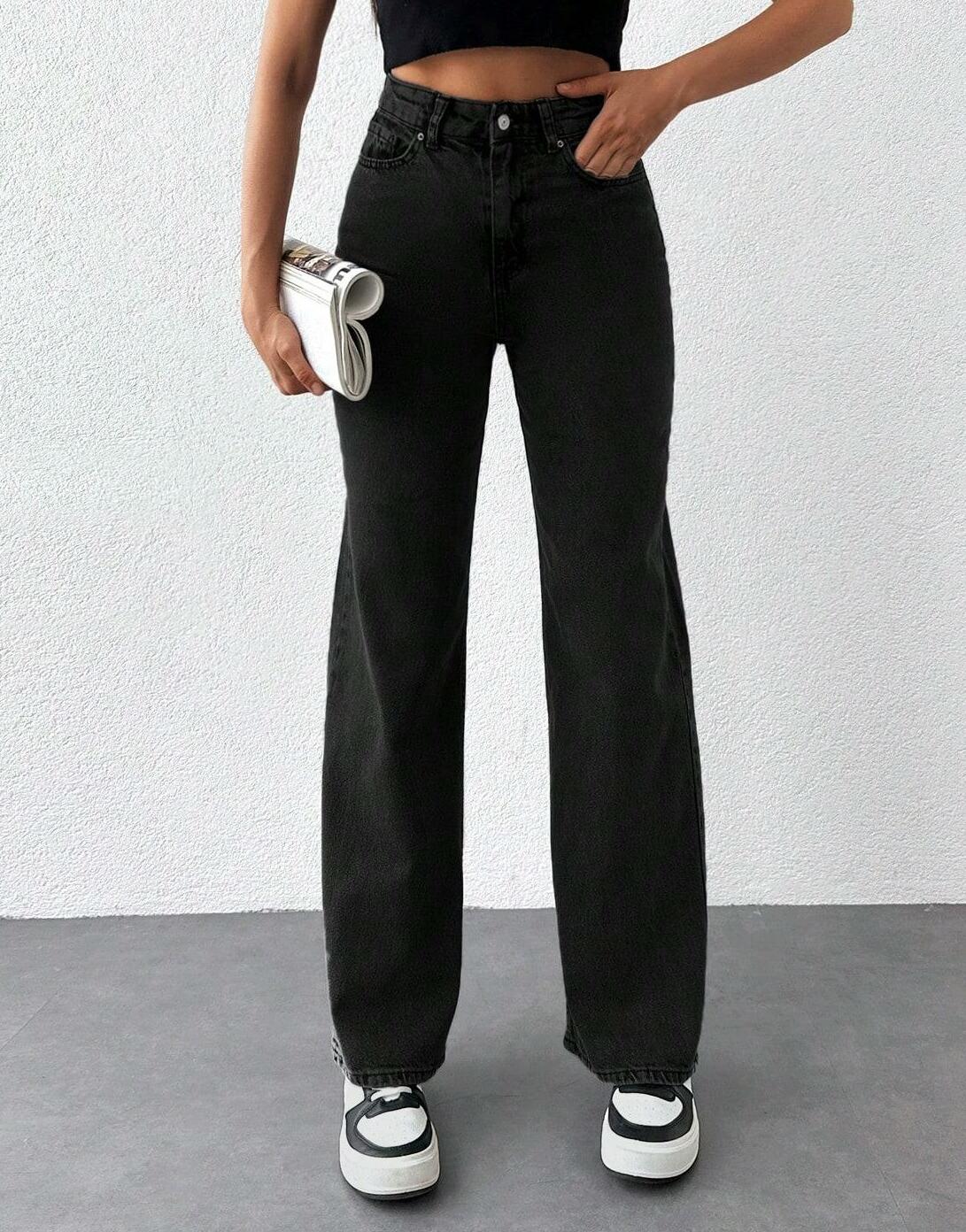 CZARNE SPODNIE JEANS