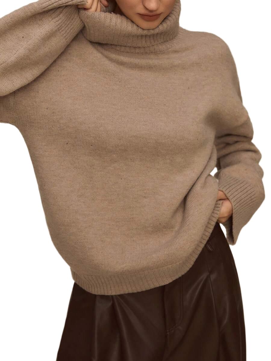 SWETER DAMSKI Z GOLFEM BEŻOWY