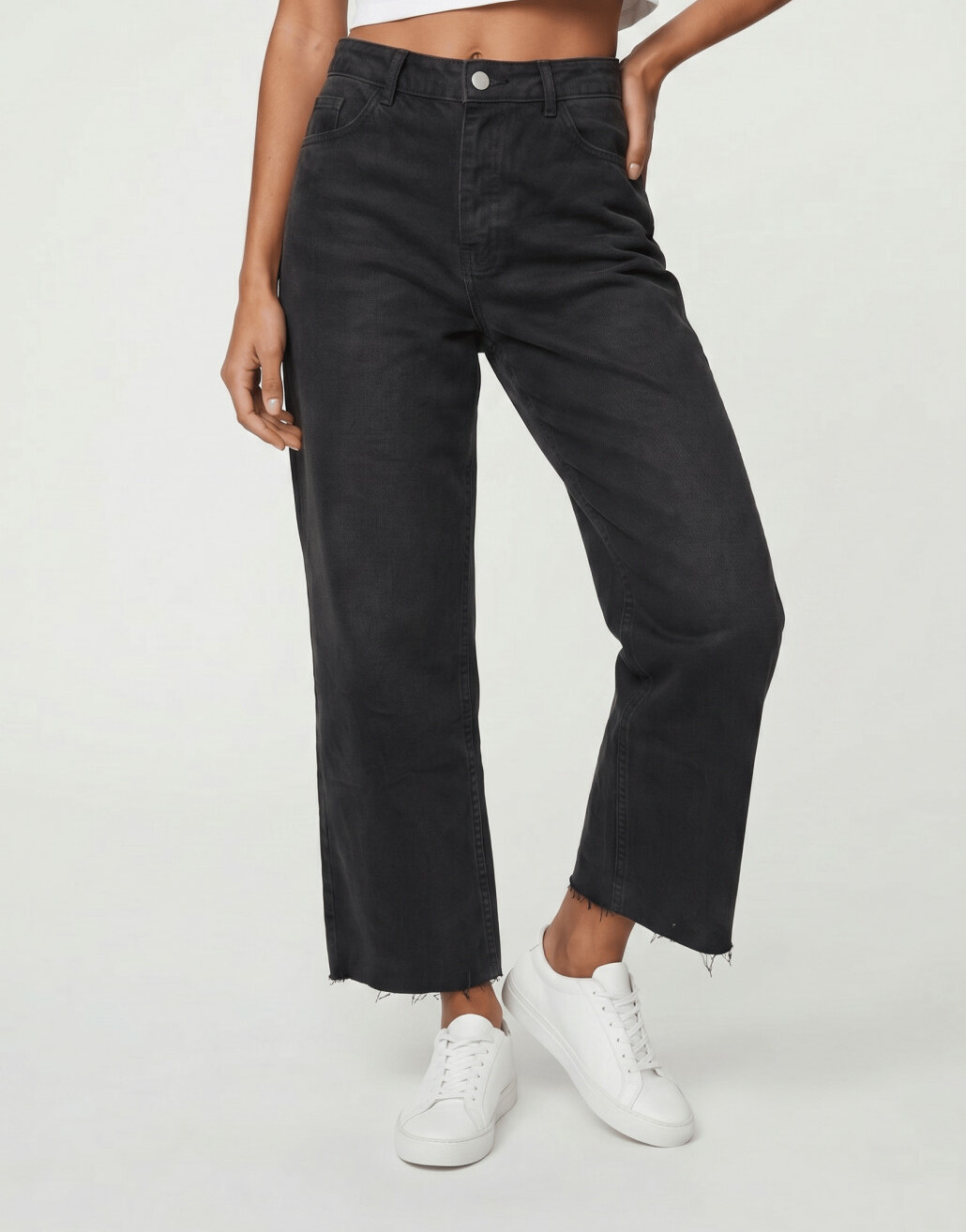 CZARNE PROSTE SPODNIE JEANS