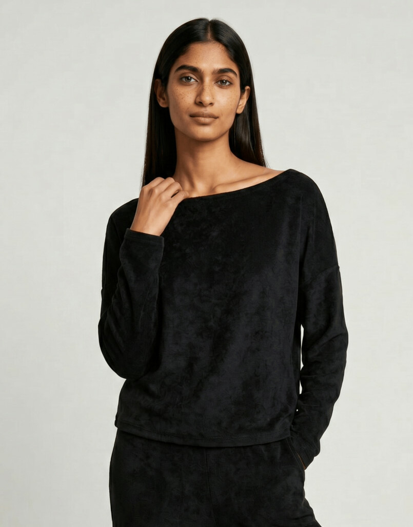 czarna bluzka frotte