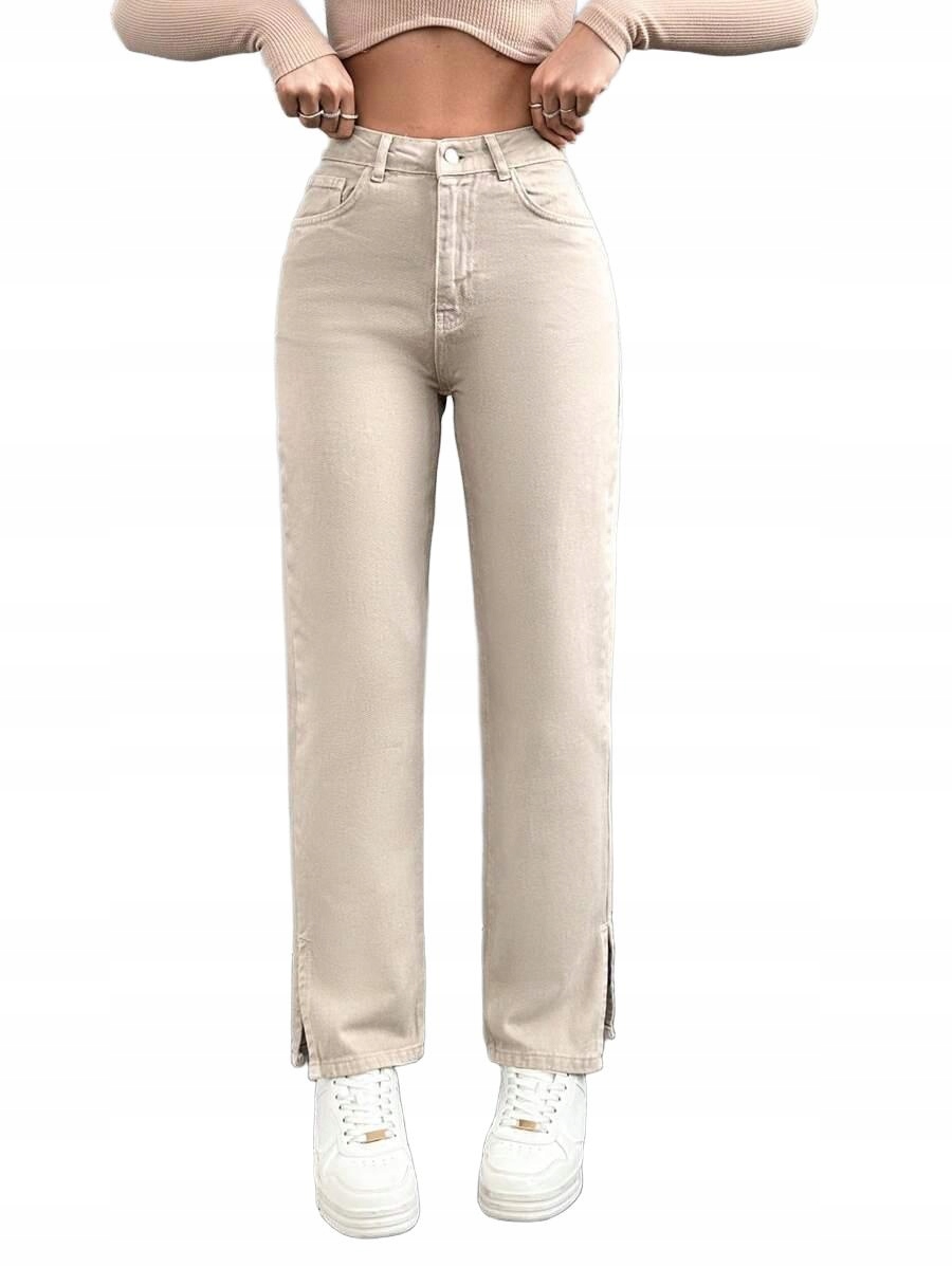 BEŻOWE SPODNIE JEANS