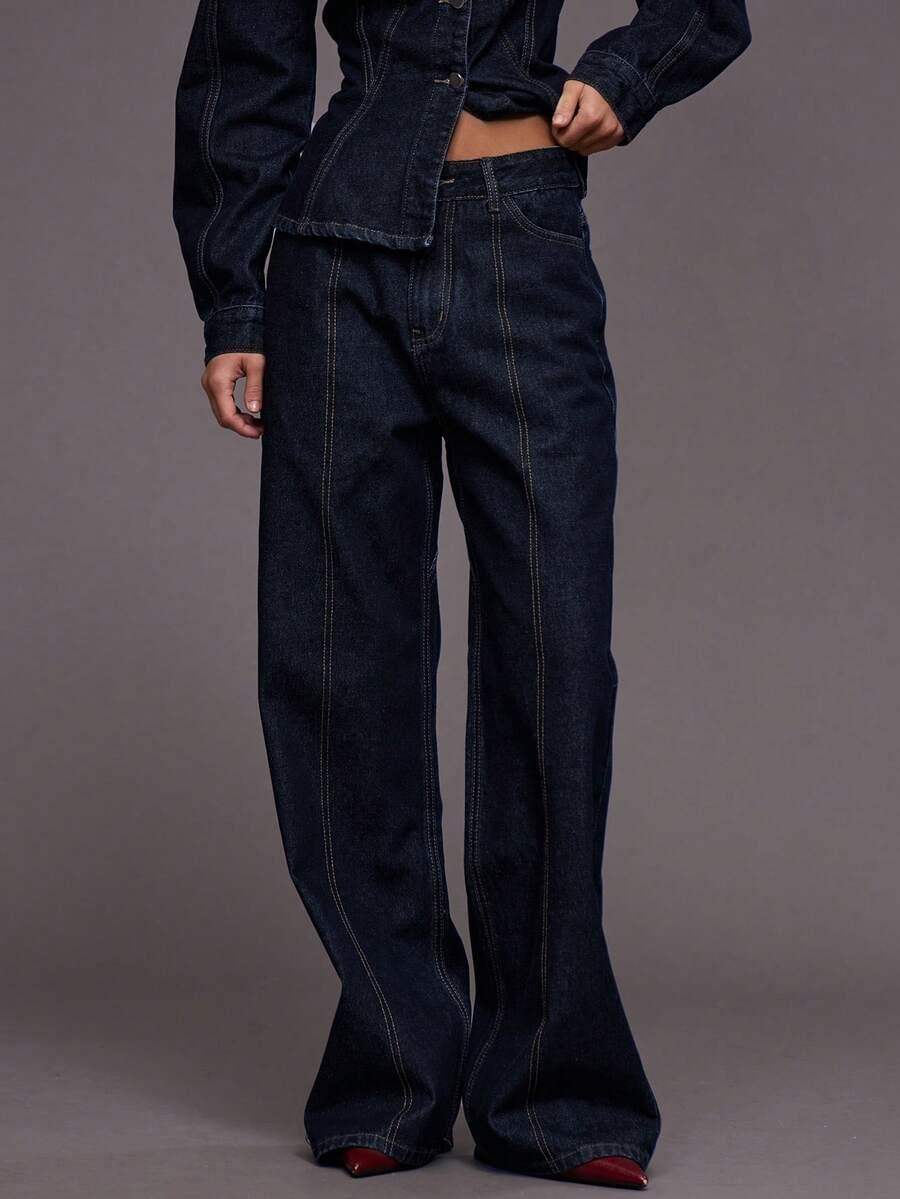 GRANATOWE SPODNIE JEANS