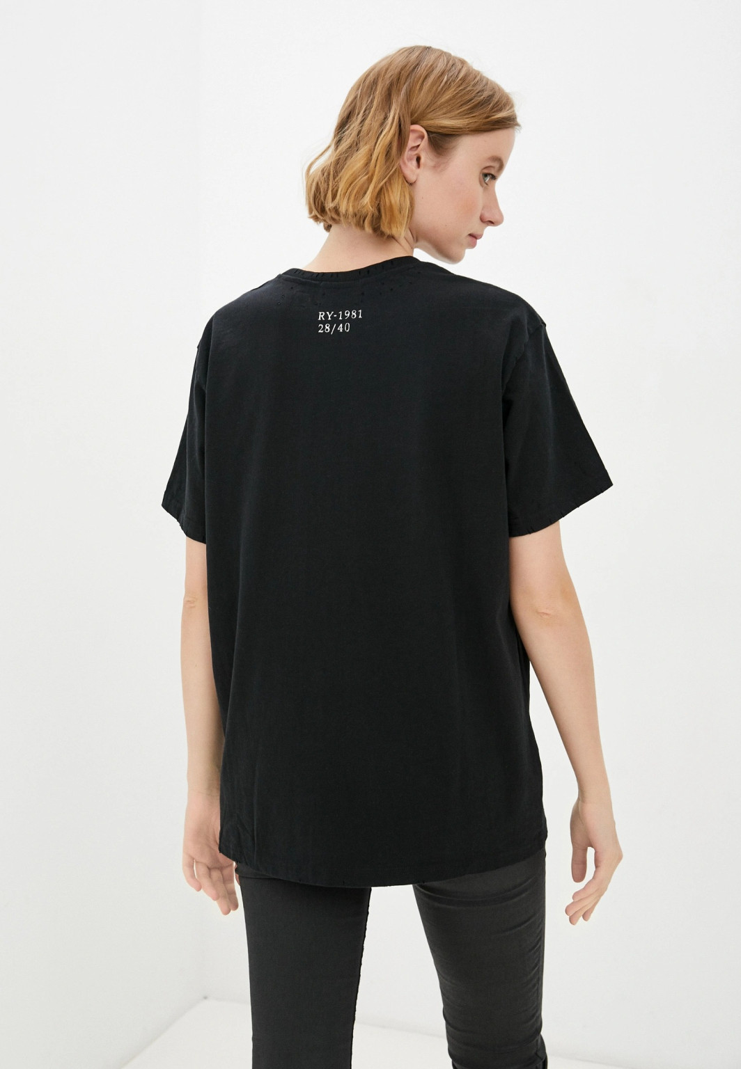 CZARNY T-SHIRT RIPPED LOGO